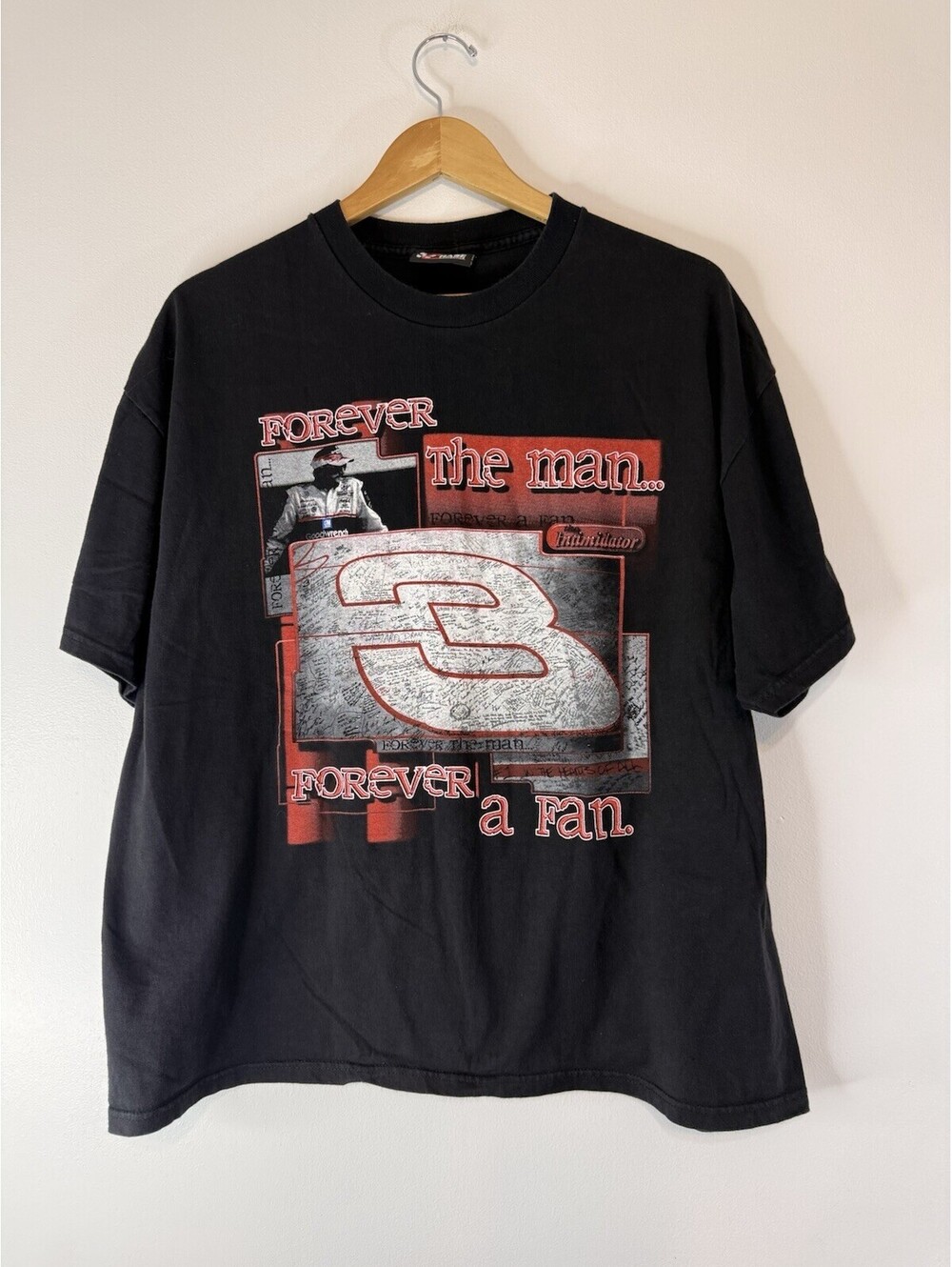 DALE EARNHARDT Forever the Man and Fan Double Sided Graphic T Shirt Men's L